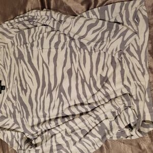 Gray Zebra Print Long Sleeve Top